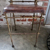 Pair Of Wrought Iron And Leather Barstools 17.5"W x 21"D x 42"T