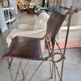 Pair Of Wrought Iron And Leather Barstools 17.5"W x 21"D x 42"T