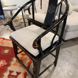 Antiqued Chinoiserie Black Chair w/ ROMO Cushion 23"W x 18"D x 38.5"T