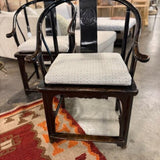 Antiqued Chinoiserie Black Chair w/ ROMO Cushion 23"W x 18"D x 38.5"T