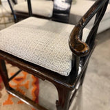 Antiqued Chinoiserie Black Chair w/ ROMO Cushion 23"W x 18"D x 38.5"T