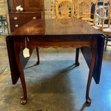 Antique Mahogany Drop Leaf Dining Table OPEN 69"L x 42"W x30.5"T. CLOSED 31"W x 42"