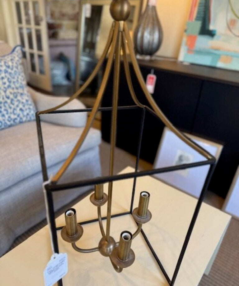Two Toned 4-Light Lantern 11" x 11" x 42.5"T (Including Chain)