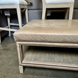 NEW Acquisitions Edwin Ottoman In Triburan Doe Leather 44.5"W x 28.5" x 19.5"T