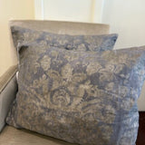 Pair of Restoration Hardware Ratti Hand Screened Metallic Linen Pillows 23"W x 18"T