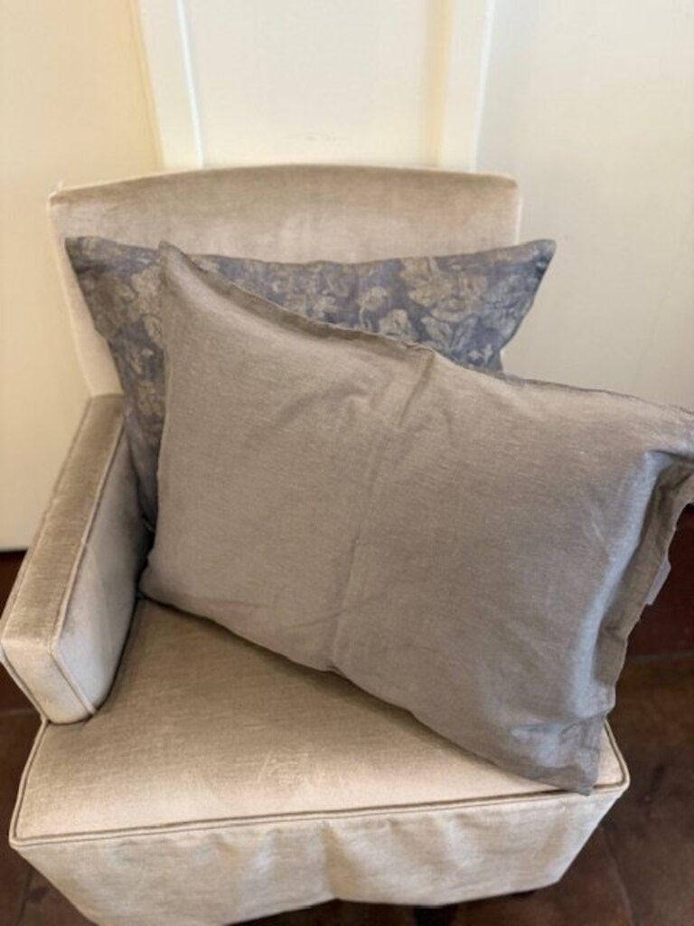 Pair of Restoration Hardware Ratti Hand Screened Metallic Linen Pillows 23"W x 18"T
