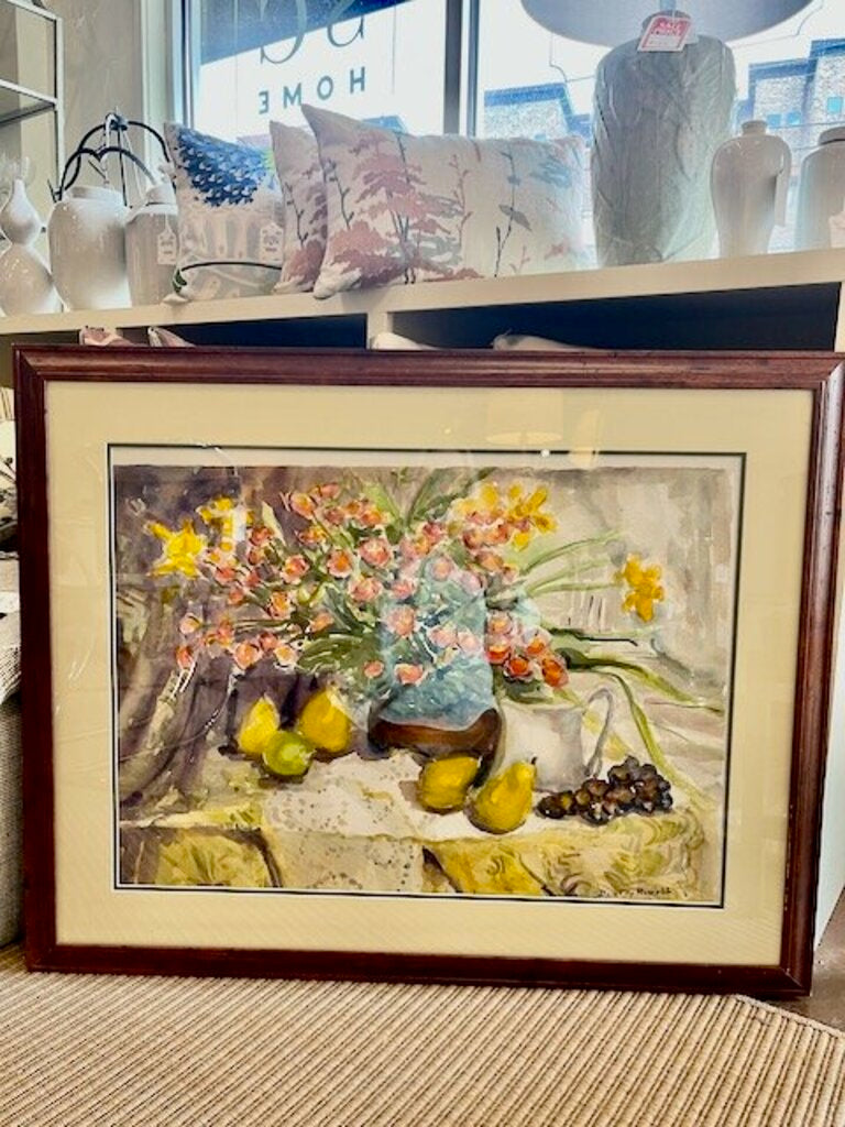 Large Signed Watercolor by Dorothy Russell 39"W x 31"T