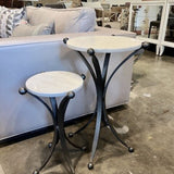 Iron Nesting Tables w/ Stone Tops 17" Diam x 25.5"T and 12.5"Diam x 20"T