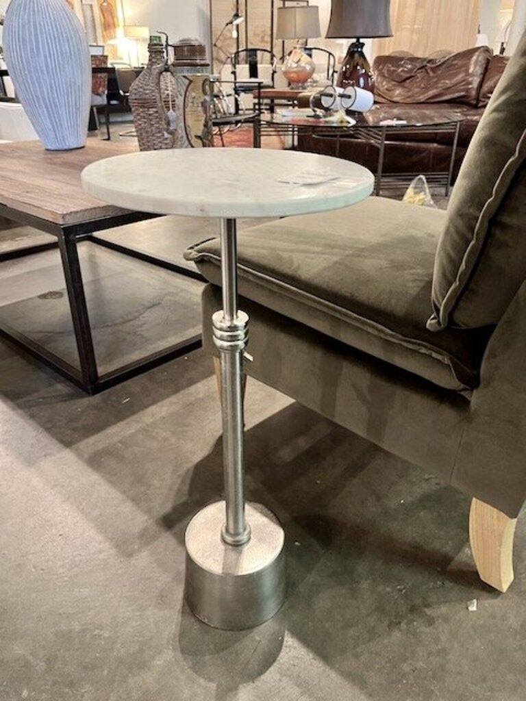 Pottery Barn Marble Drink Table 12" Diam x 26"T