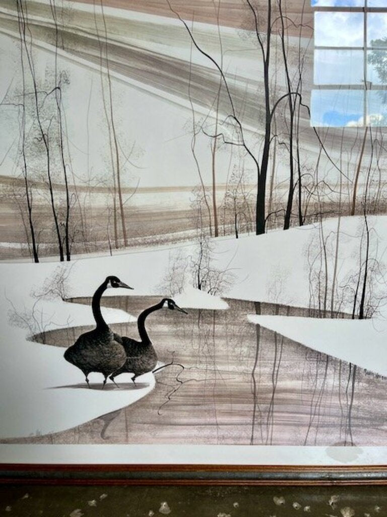 Original Large Signed Art "Winter Visitors" By P.Buckley Moss 56"T x 40"W