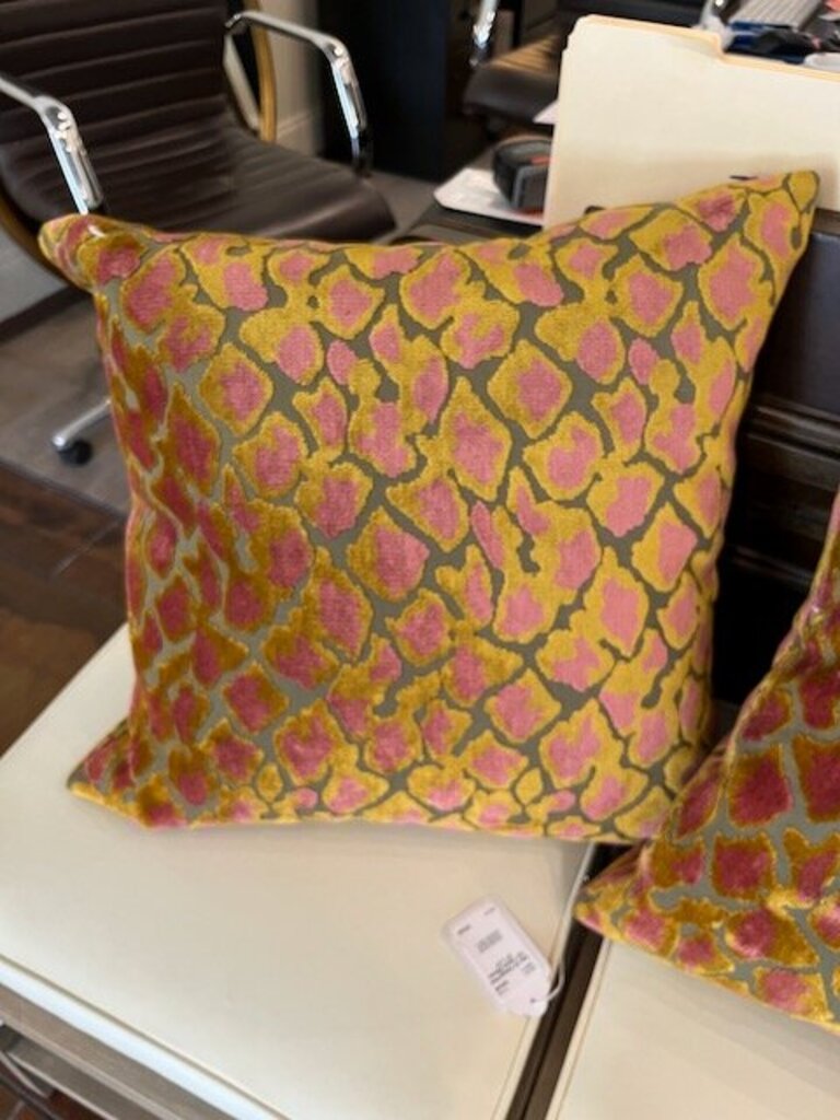 Pair Of Animal Print Cut Velvet Pillows 21" x 21"