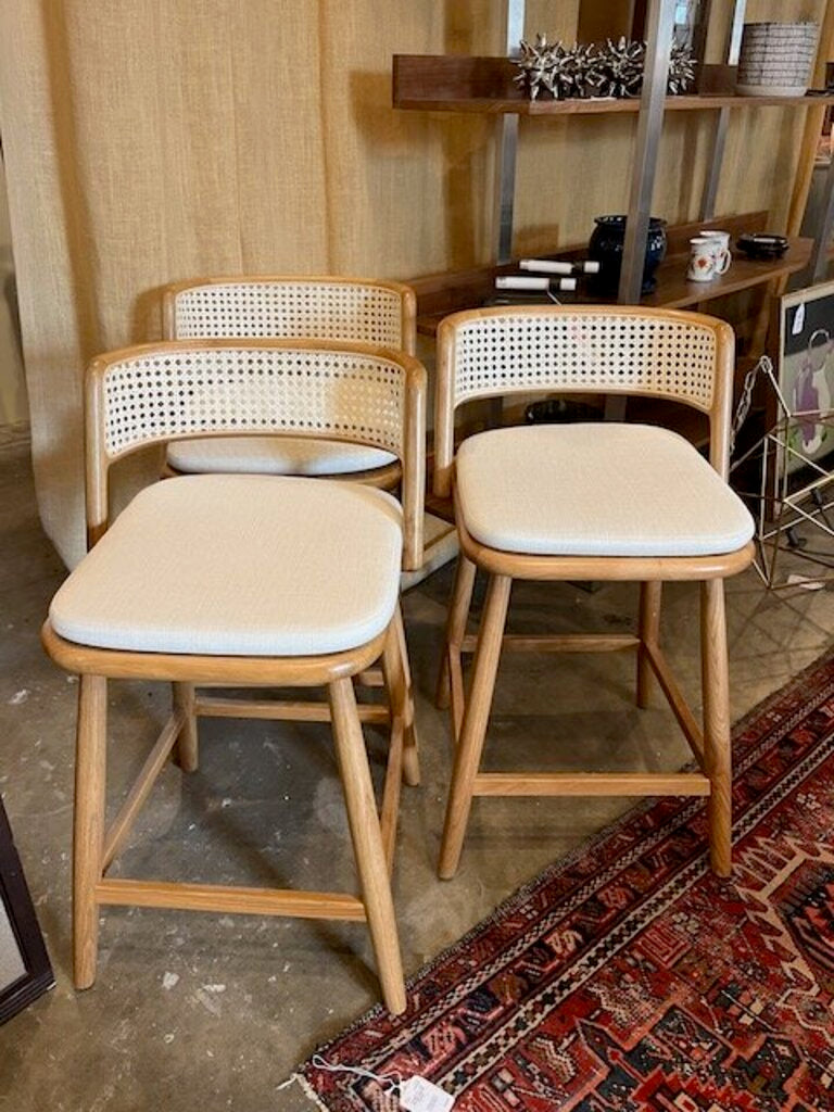Set of 3 Mitchell Gold Counter Bar Stools 19.5"W x 20"D x 33" Back Height x 23.5 Seat Height