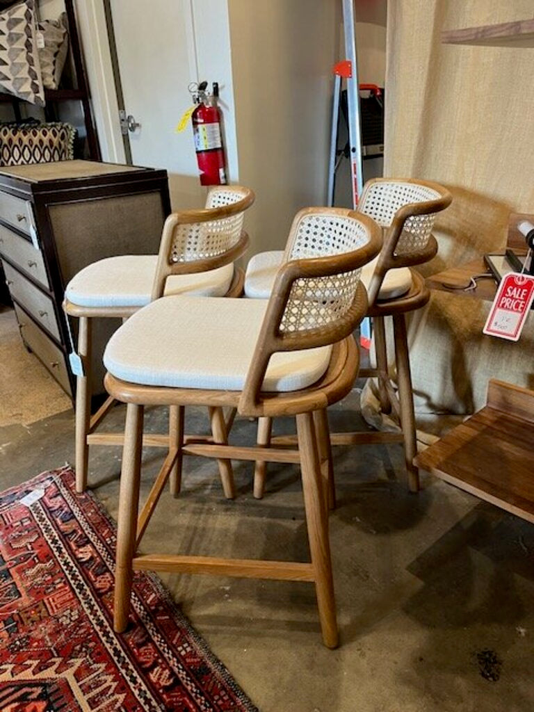 Set of 3 Mitchell Gold Counter Bar Stools 19.5"W x 20"D x 33" Back Height x 23.5 Seat Height