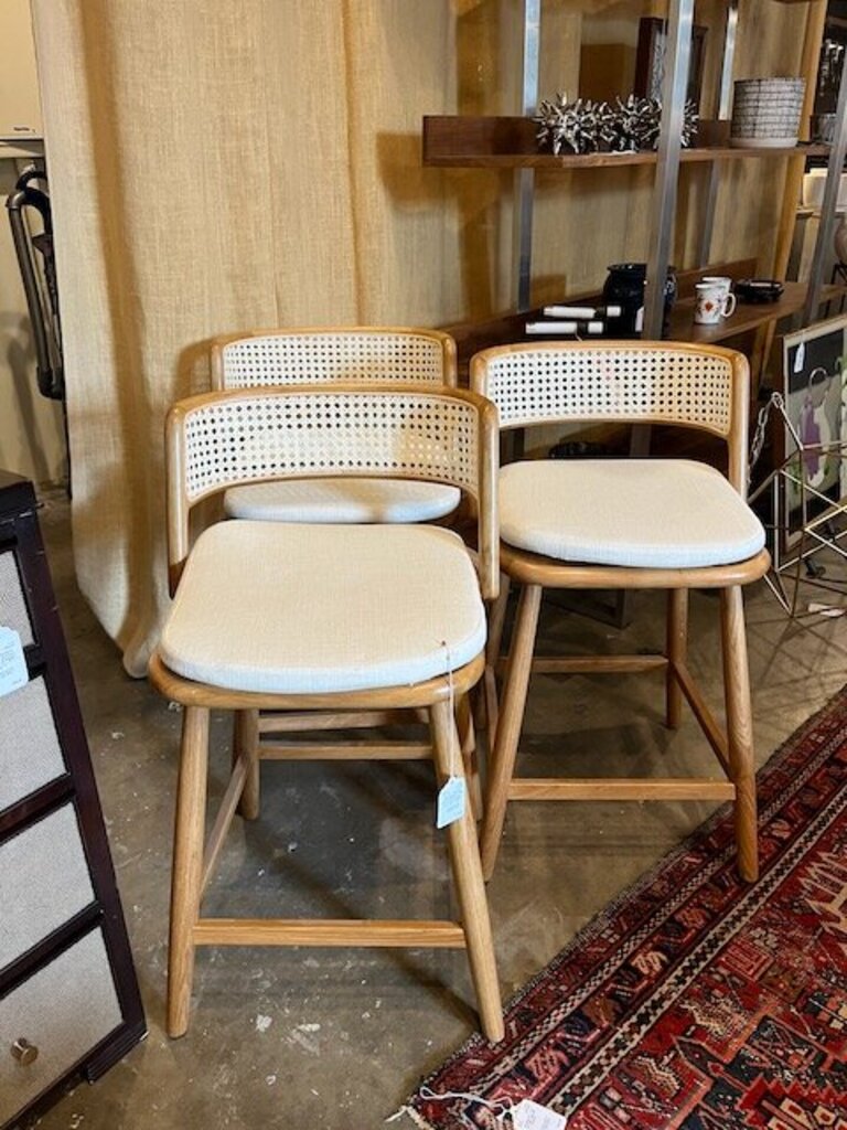 Set of 3 Mitchell Gold Counter Bar Stools 19.5"W x 20"D x 33" Back Height x 23.5 Seat Height