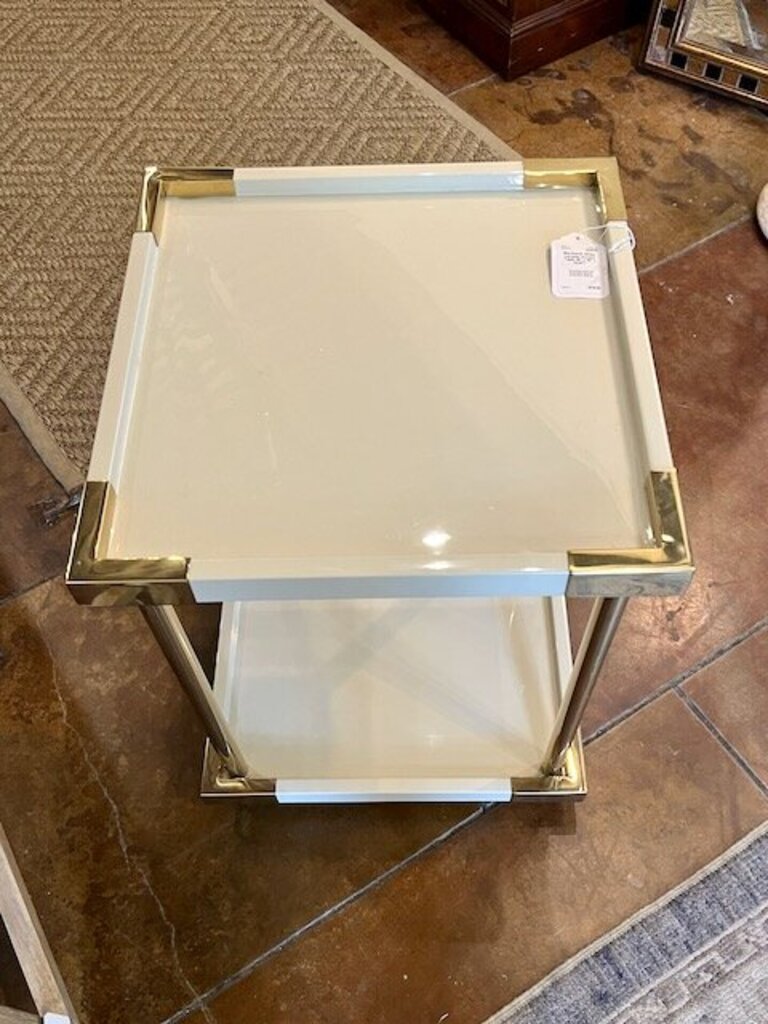 Bernhardt White Lacquer Accent Table 18" x 18" x 24.5"T