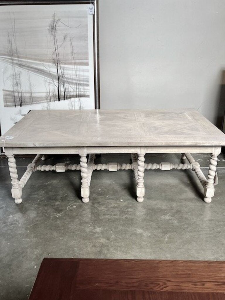 Barley Twist Coffee Table in White Washed Finish 36"W x 59"L x 18"T