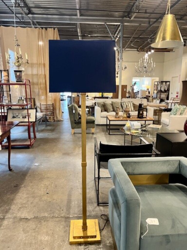 Swist Gold Floor Lamp With Navy Shade 70"T / shade is 19" x 19" x 13.5"T