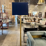 Swist Gold Floor Lamp With Navy Shade 70"T / shade is 19" x 19" x 13.5"T