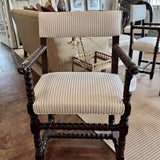 Antique English Spindle Chair Newly Upholstered in Manuel Canovas 23"W x 21.5"D x 38.5"T