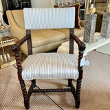 Antique English Spindle Chair Newly Upholstered in Manuel Canovas 23"W x 21.5"D x 38.5"T