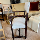 Antique English Spindle Chair Newly Upholstered in Manuel Canovas 23"W x 21.5"D x 38.5"T