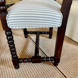 Antique English Spindle Chair Newly Upholstered in Manuel Canovas 23"W x 21.5"D x 38.5"T