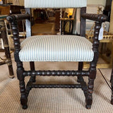 Antique English Spindle Chair Newly Upholstered in Manuel Canovas 23"W x 21.5"D x 38.5"T