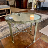 Antique French Small Mirrored Top Gueridon Cocktail Table 24"W x 17"D x 18"T