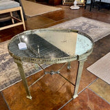 Antique French Small Mirrored Top Gueridon Cocktail Table 24"W x 17"D x 18"T
