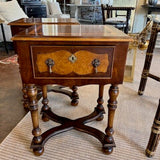 Antique William And Mary Style End Table With Burled Wood And Inlay 19.5" L x 16"D x 28"T