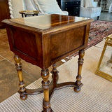 Antique William And Mary Style End Table With Burled Wood And Inlay 19.5" L x 16"D x 28"T