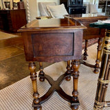 Antique William And Mary Style End Table With Burled Wood And Inlay 19.5" L x 16"D x 28"T