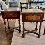 Antique William And Mary Style End Table With Burled Wood And Inlay 19.5" L x 16"D x 28"T