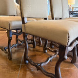 Set Of 6 Dining Chairs (4) Antique Walnut 18.5"W x 18"D x 43"T And (2) Custom Slipcover 20"W x 20"D x 41"T