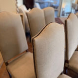 Set Of 6 Dining Chairs (4) Antique Walnut 18.5"W x 18"D x 43"T And (2) Custom Slipcover 20"W x 20"D x 41"T