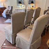Set Of 6 Dining Chairs (4) Antique Walnut 18.5"W x 18"D x 43"T And (2) Custom Slipcover 20"W x 20"D x 41"T