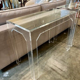 Lucite And Glass Top Console Table 36"W x 18"D x 29.5"T