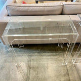 Lucite And Glass Top Console 36"W x 18"D x 29.5"T
