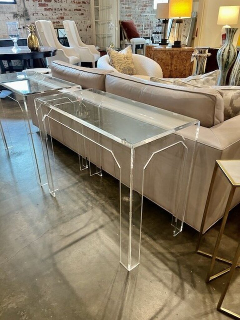 Lucite And Glass Top Console Table 36"W x 18"D x 29.5"T