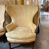 Vintage Wing Chair In Mahogany & Microsuede Fabric 29"W x 24"D x 42.5"T