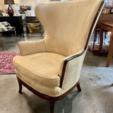 Vintage Wing Chair In Mahogany & Microsuede Fabric 29"W x 24"D x 42.5"T