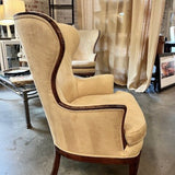 Vintage Wing Chair In Mahogany & Microsuede Fabric 29"W x 24"D x 42.5"T