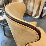 Vintage Wing Chair In Mahogany & Microsuede Fabric 29"W x 24"D x 42.5"T