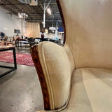 Vintage Wing Chair In Mahogany & Microsuede Fabric 29"W x 24"D x 42.5"T