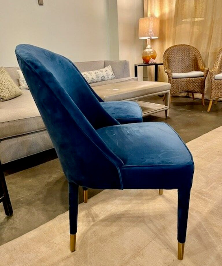 Uttermost Brie Armless Accent Chair In Blue Velvet 21"W x 27"D x 37"T