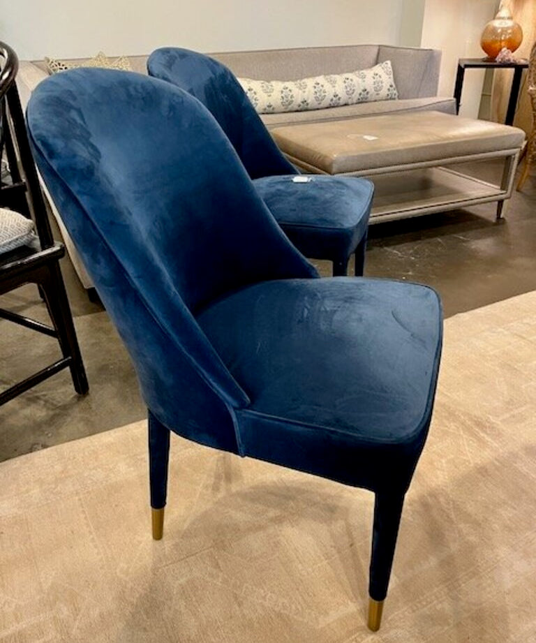 Uttermost Brie Armless Accent Chair In Blue Velvet 21"W x 27"D x 37"T