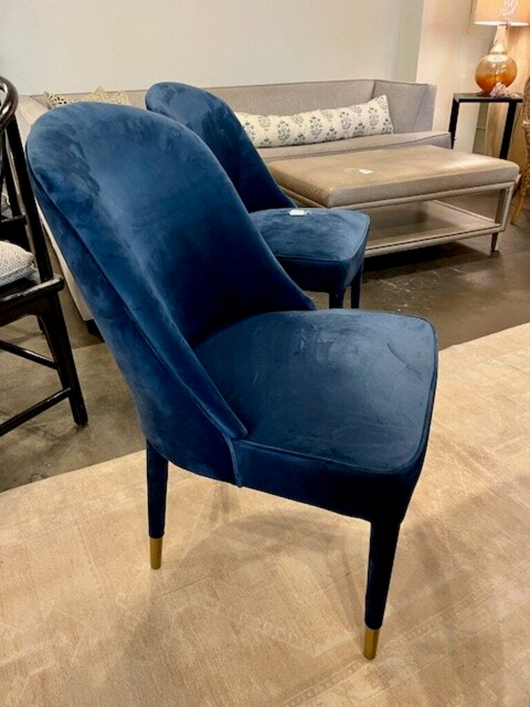 Uttermost Brie Armless Accent Chair In Blue Velvet 21"W x 27"D x 37"T