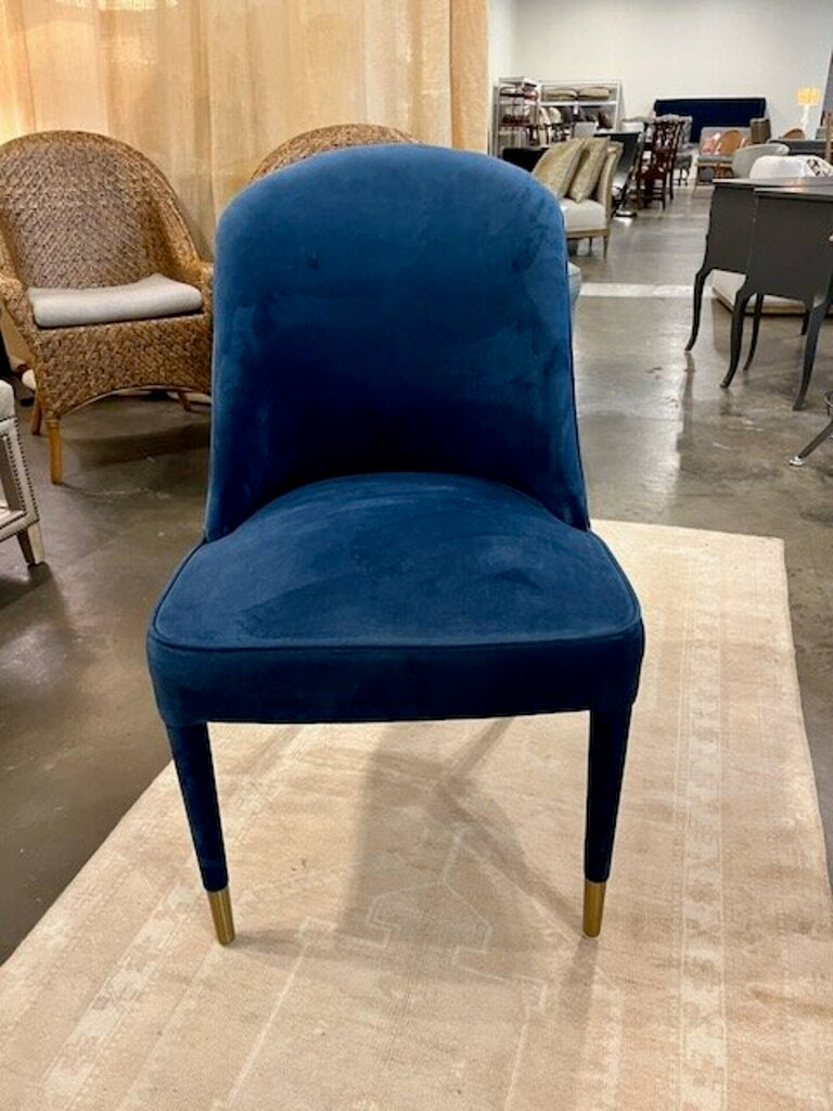 Uttermost Brie Armless Accent Chair In Blue Velvet 21"W x 27"D x 37"T