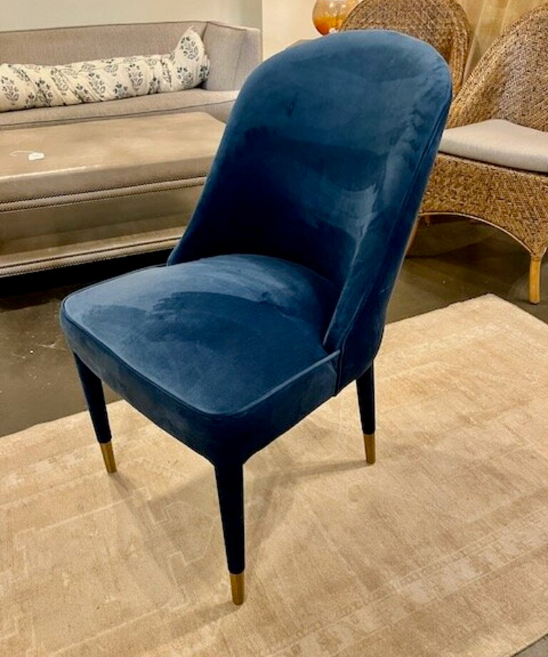 Uttermost Brie Armless Accent Chair In Blue Velvet 21"W x 27"D x 37"T