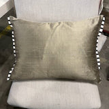 Pair of Bronze Silk Pillows w/ Black & White Trim 24"W x 16"T